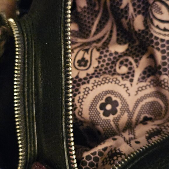 Brighton Black Pebbled Leather 6 pocket Messenger Bag. 12" x 12". Fuax Croc Trim - Picture 6 of 9